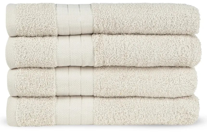 Бежови памучни кърпи в комплект от 4 бр. от тери 50x100 cm – Good Morning