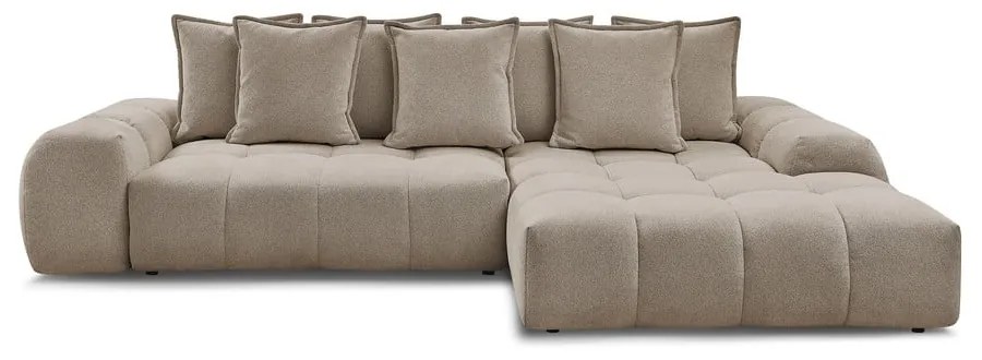 Кафяво-сив шенилов сгъваем/с място за съхранение ъглов диван (десен ъгъл) Everest – Bobochic Paris