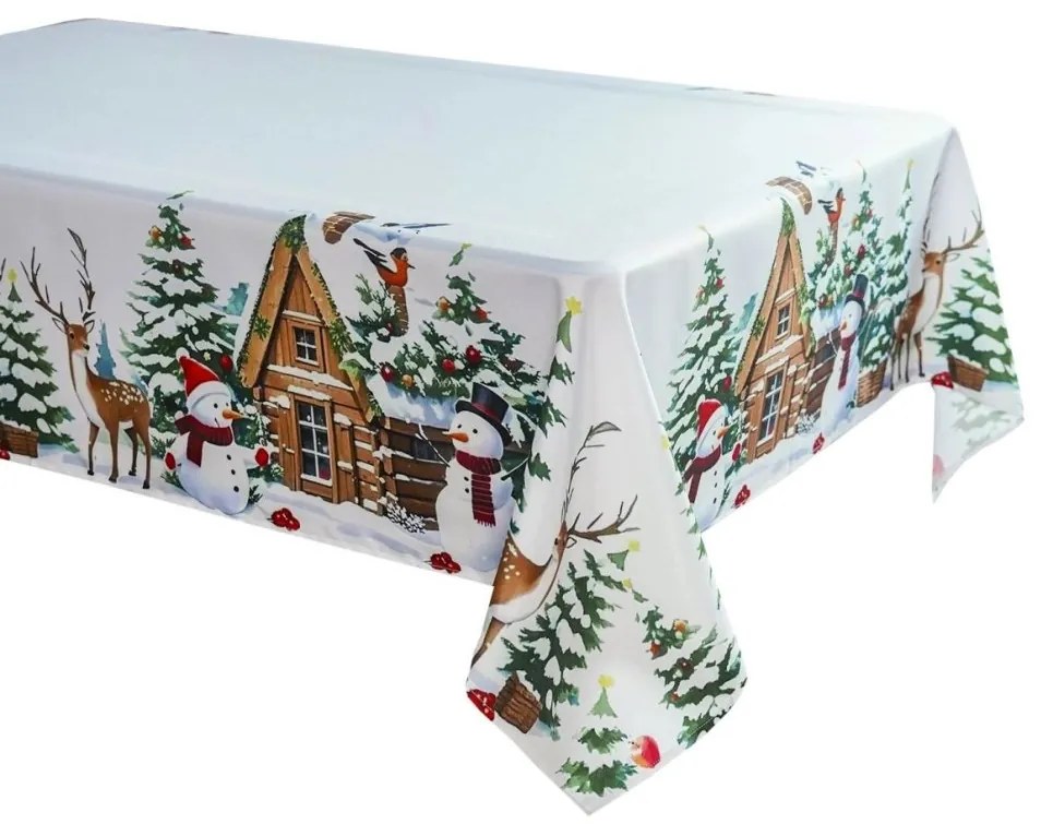 Елегантна бяла коледна покривка със зимен пейзаж - предлага се в няколко размера Ширина: 150 см | Дължина: 300 см