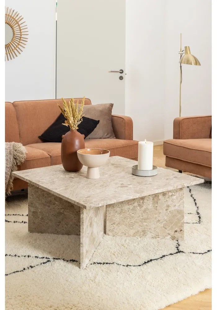Бежова мраморна масичка за кафе 90x90 cm Vega – Actona