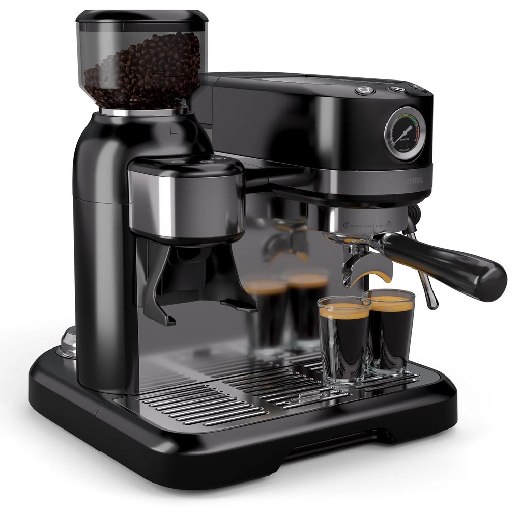 Klarstein Bella Café Кафемашина, Винтидж, мелачка, 20 bar, Разпенител за мляко, измервател на налягане, 1550 W