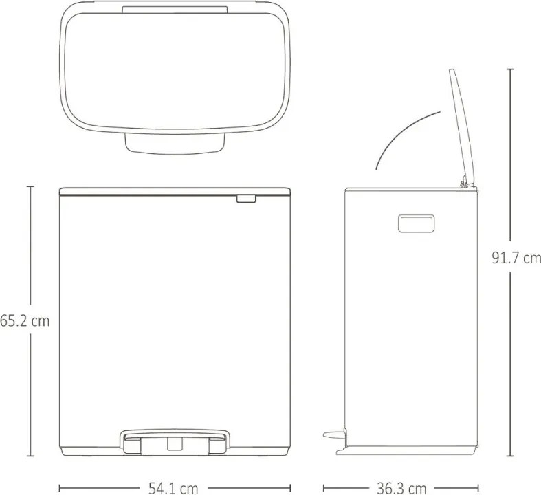 Кош за боклук Brabantia Bo Pedal 1010448, 60 л, Леко затваряне, Противоплъзгаща основа, Светлосив