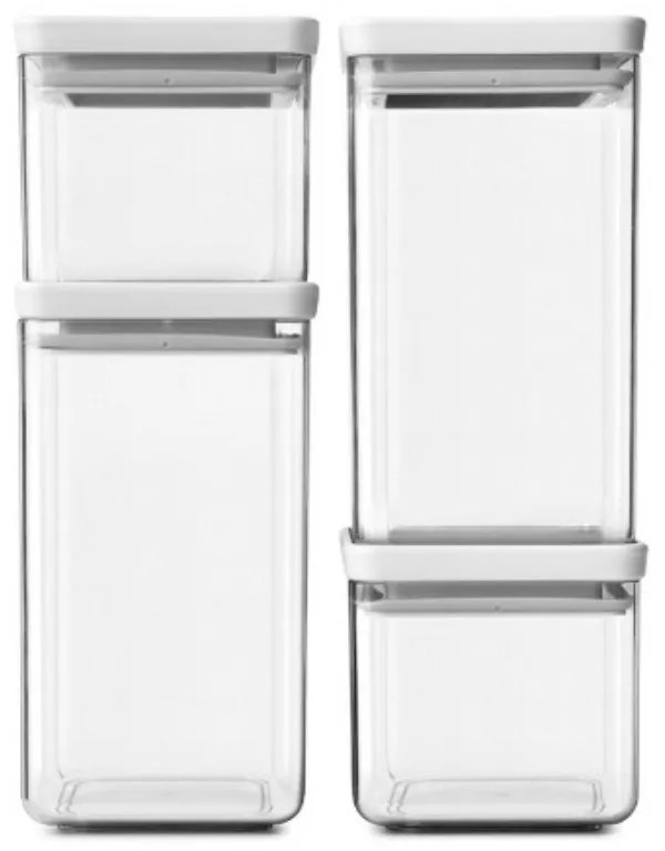 Комплект 4 бр. бурканчета за съхранение Brabantia Tasty+ 1001159, 700/1.6l, Подреждане един върху друг, Светлосив