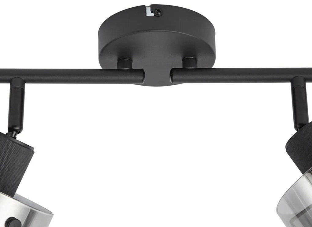 Дизайнерски плафон черен с димно стъкло 4 лампи - Domo