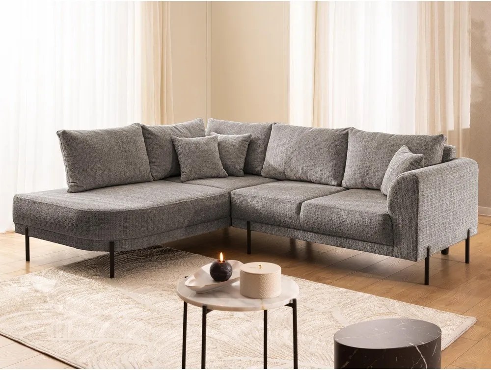 Кафяво-сив шенилов ъглов диван (ляв ъгъл/L форма) Mauris – Ropez