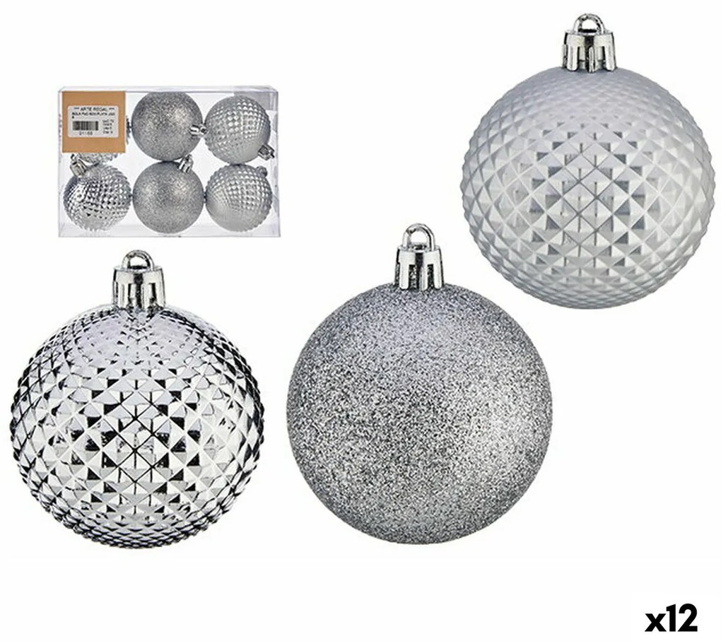 Комплект Коледни Топки Ø 6 cm Сребрист PVC (12 броя)