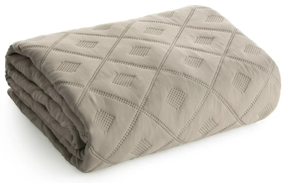 Бежова ватирана покривка за легло с геометрична шарка Ширина: 170 см | Дължина: 210 см