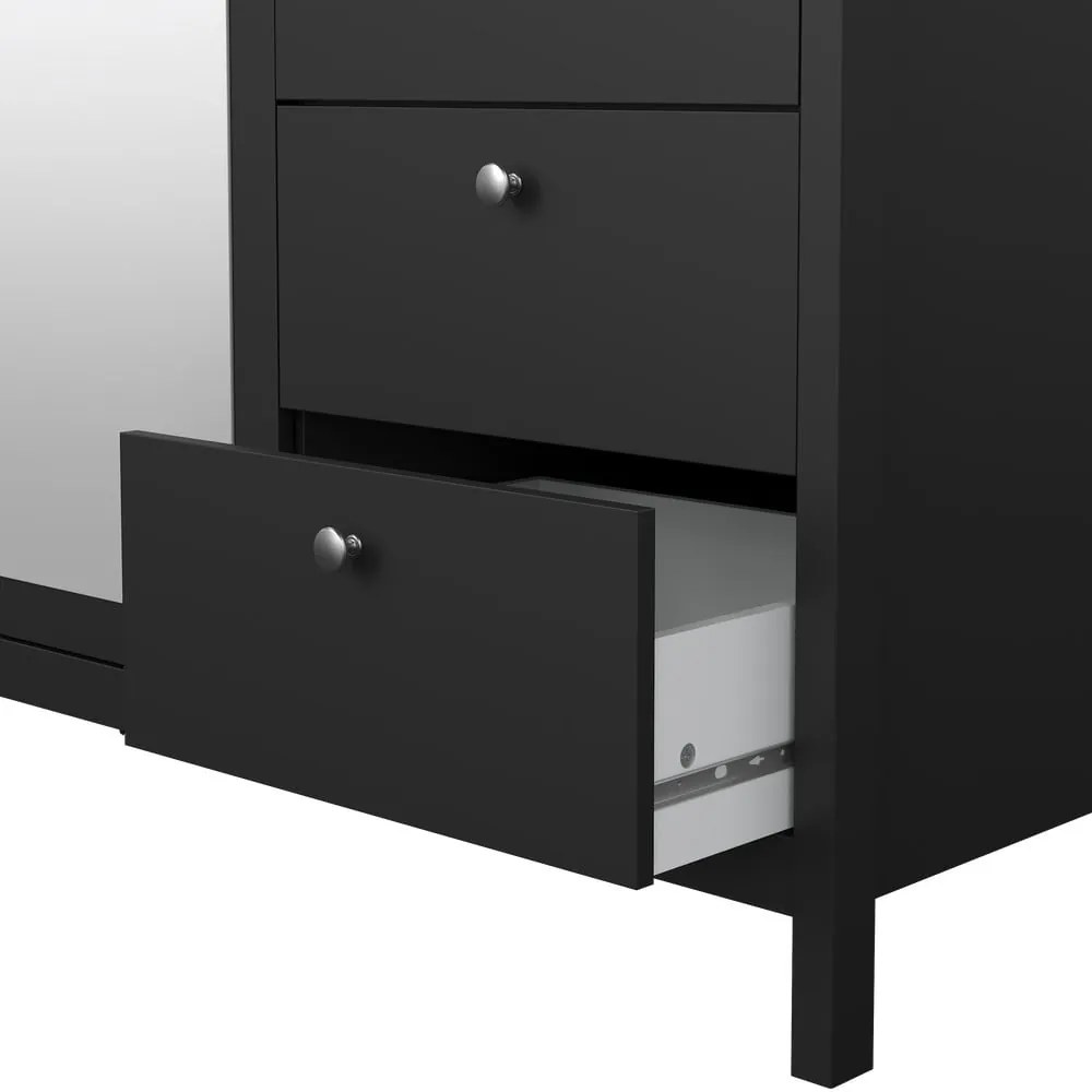 Черен гардероб с огледало 150x199x58 cm Madrid – Tvilum