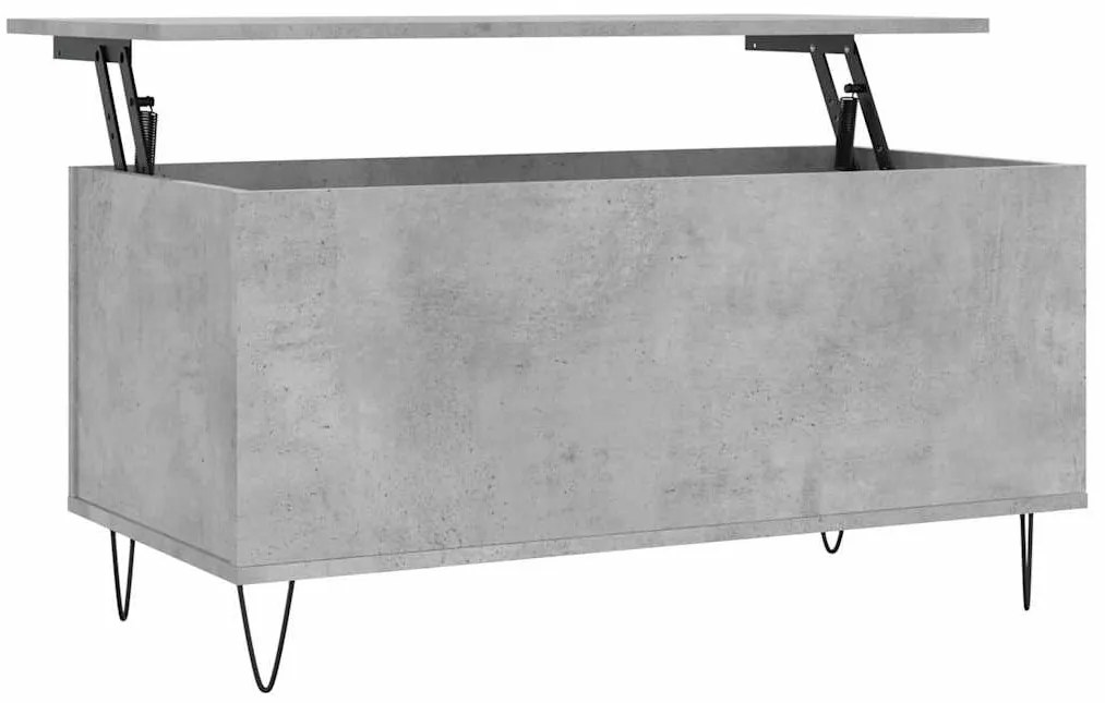 830976 vidaXL Кафе маса, бетонно сива, 90x44,5x45 см, инженерно дърво