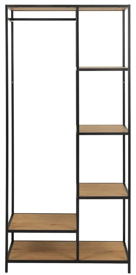 Черен/естествен отворен гардероб от декор от дъб 77x165 cm Seaford – Actona