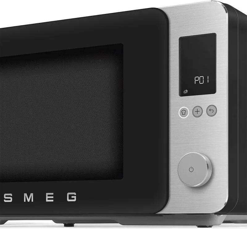 Комбинирана микровълнова фурна с горещ въздух SMEG Collezione MOC02BLMEU, 900W, 27 л, 25 програми, Плавно затваряне, Индивидуални настройки, Черен мат
