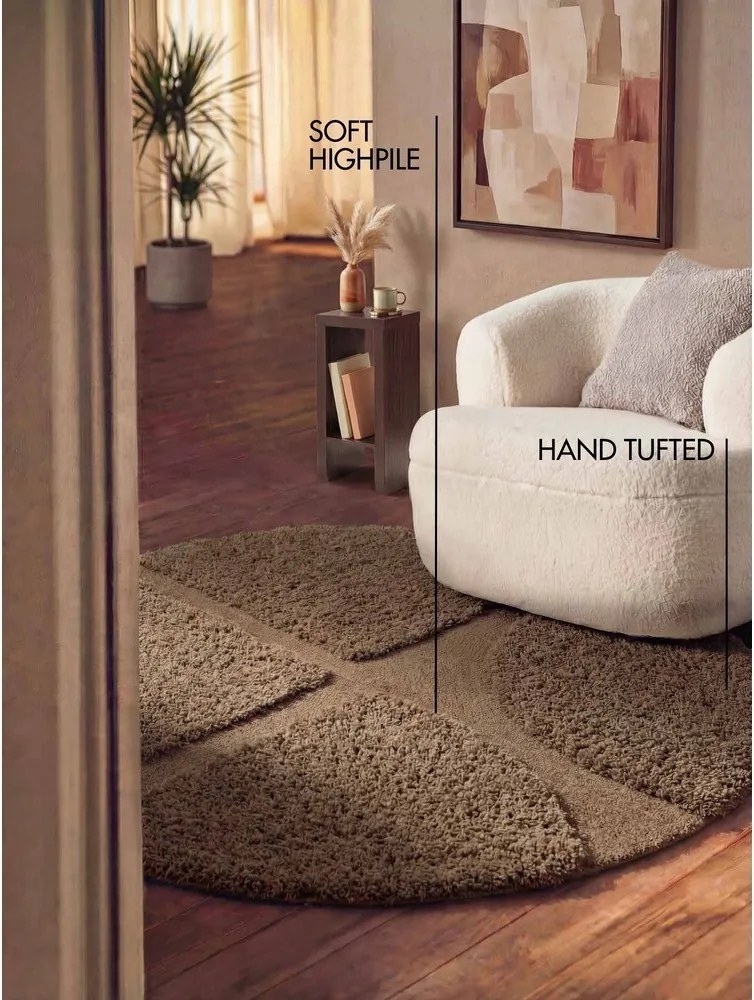 Кафяв ръчно изработен кръгъл килим ø 200 cm Lambeth Jasper – Ted Baker