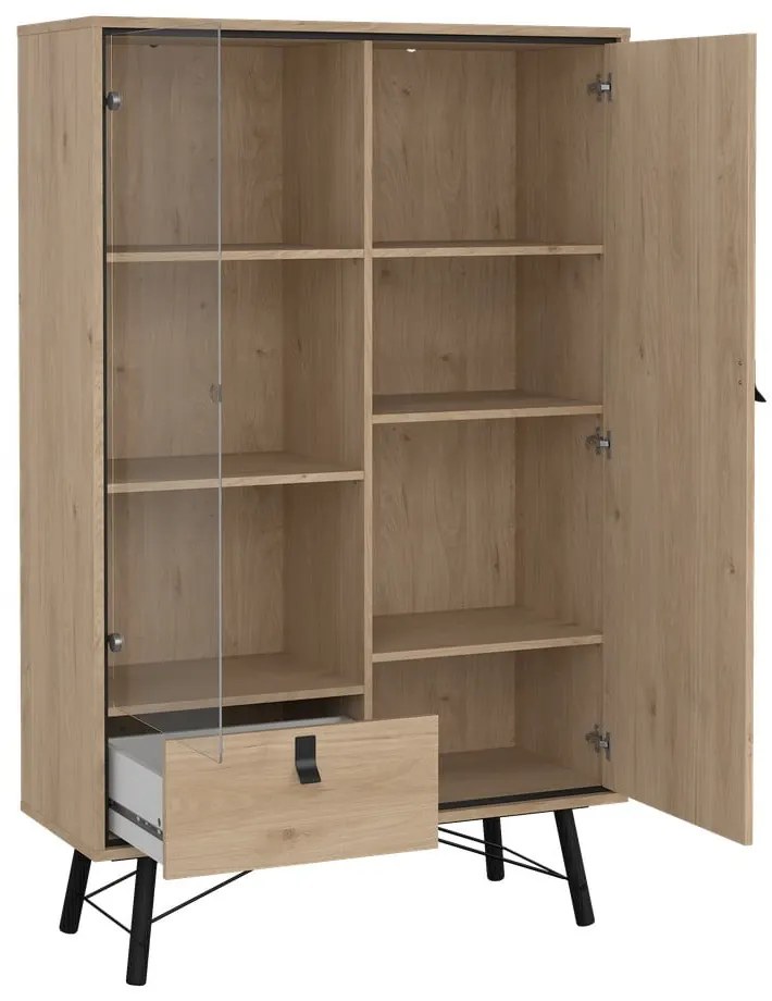 Витрина от дъбов декор в естествен цвят 102x162x40 cm Ry – Tvilum