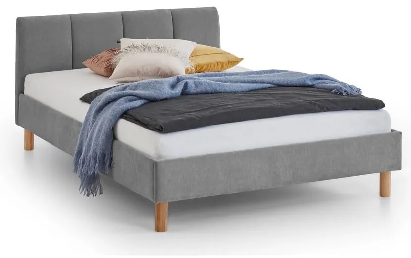 Сиво двойно легло 140x200 cm тапицирано без ламелно дъно Joker – Meise Möbel