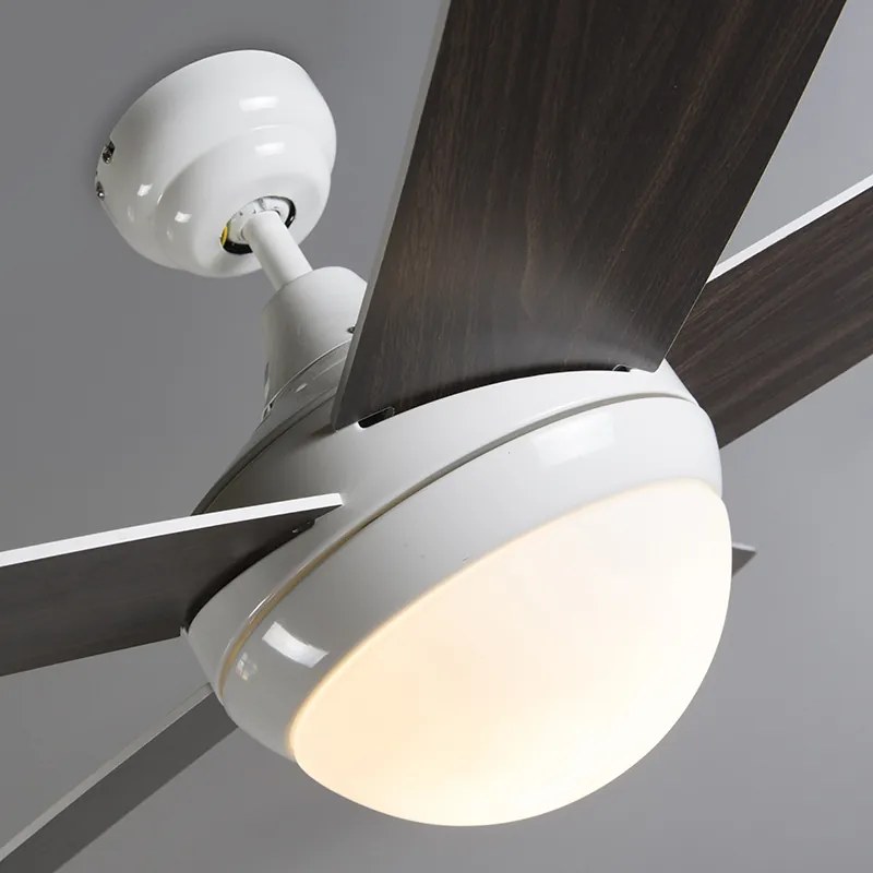 Вентилатор за таван бял с дървен принт 132 см с дистанционно управление - Cool