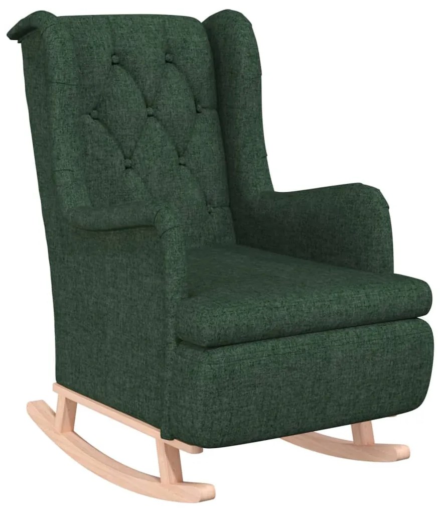 329411 vidaXL Люлеещ фотьойл с крака от каучук масив, тъмнозелен, текстил