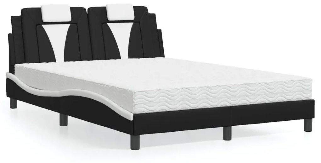 3208794 vidaXL Легло Viana без матрак, черно и бяло, 140x190 см изкуствена кожа