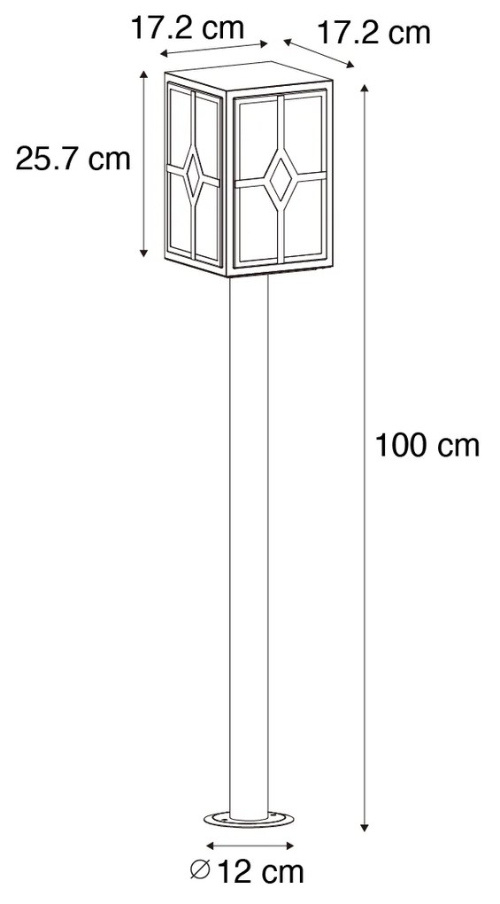 Класическа стоеща лампа за външен монтаж черна 100 см IP44 - Dover