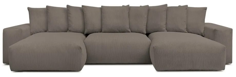 Сиво-кафяв ъглов диван от рипсено кадифе Voltaire – Bobochic Paris