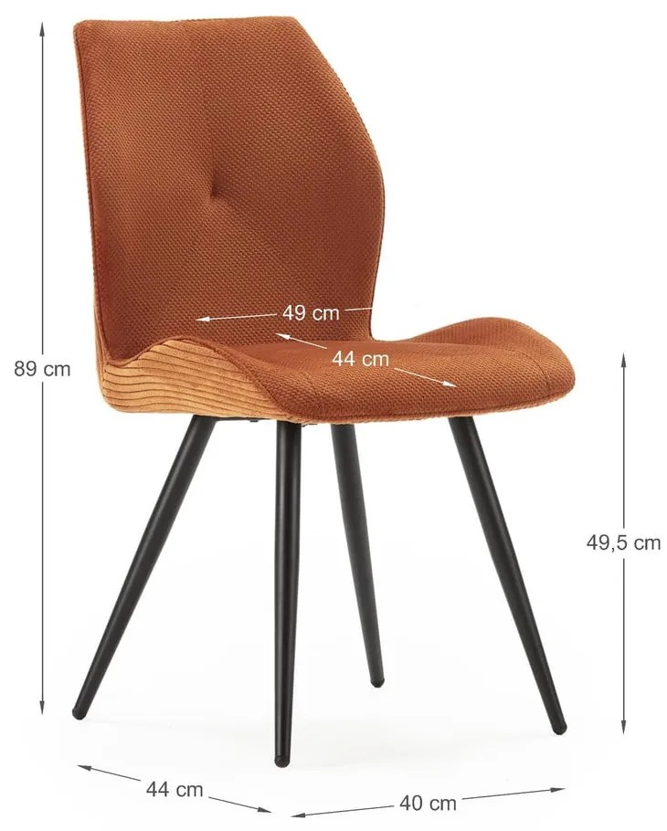 Оранжеви велурени трапезни столове в комплект 2 бр. Adaya – Marckeric