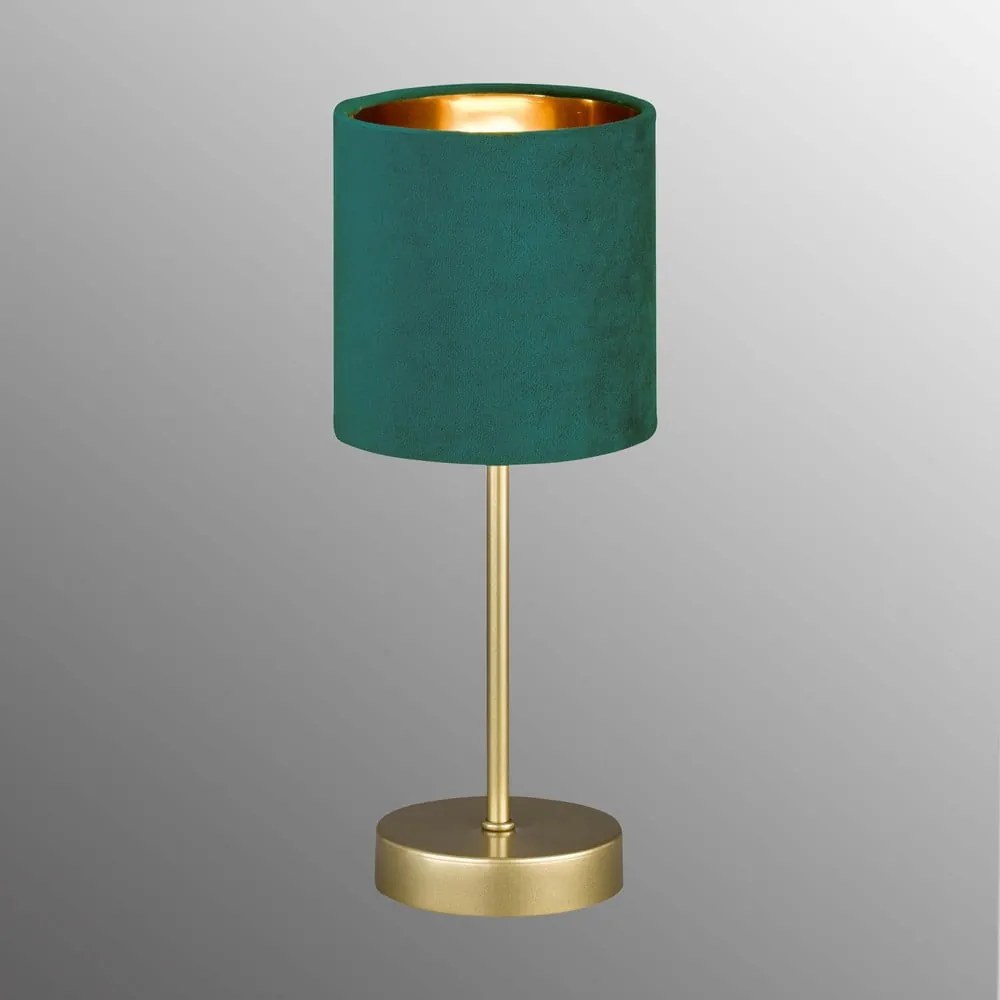 Зелена и златна метална настолна лампа с текстилен абажур (височина 34 cm) Aura – Fischer & Honsel