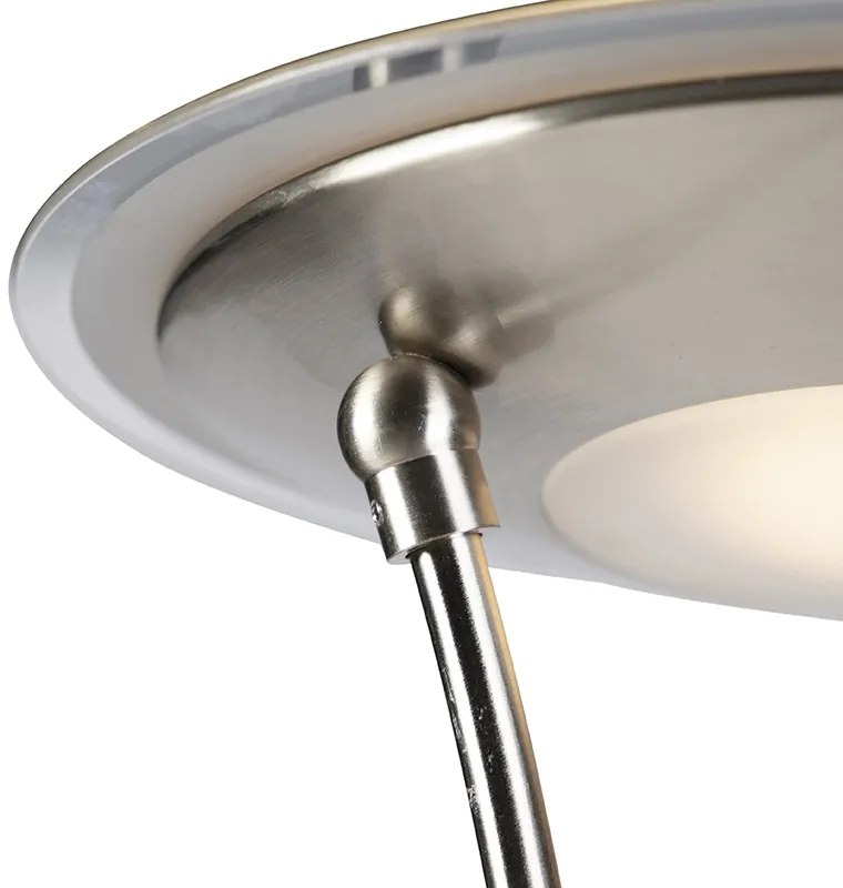 Подова лампа от стомана с лампа за четене, включително LED и USB порт - Sevilla