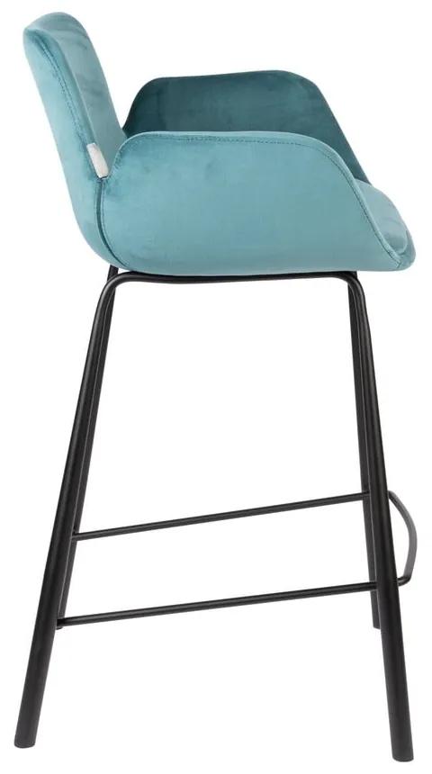 Бар столове от кадифе в цвят бензин в комплект от 2 броя 91,5 cm Brit - Zuiver