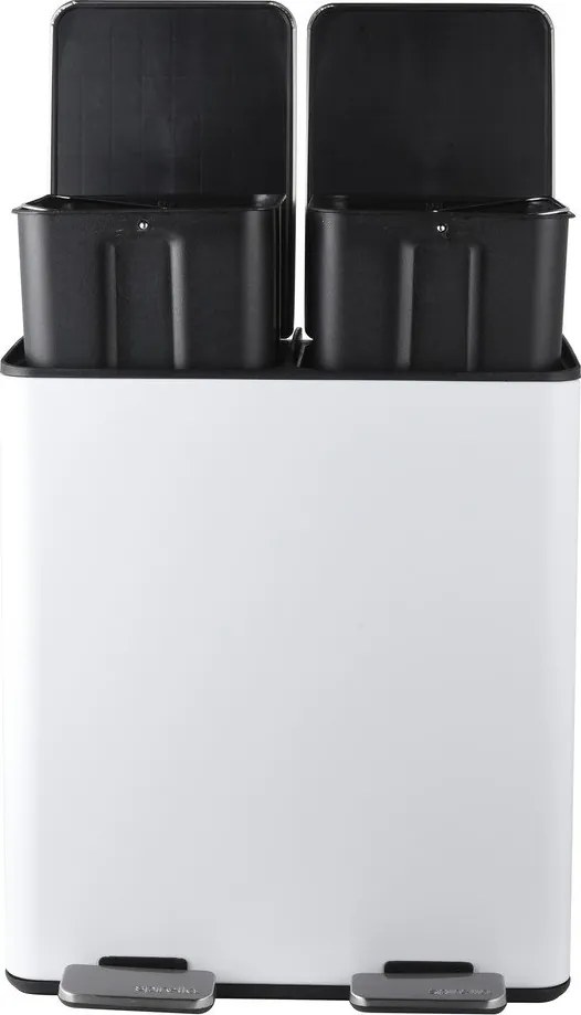 Стоманено кошче за боклук 2x20 l за рециклиране с педал в матово бял цвят Aliya – Spirella