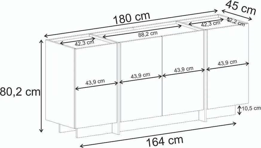 Скрин от декор от бор с отвор за кабели в естествен цвят 180x80x45 cm Dorma – Kalune Design