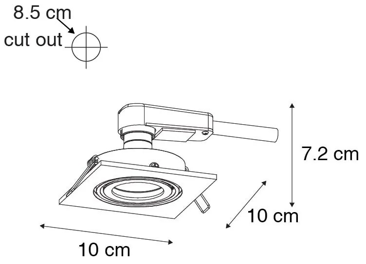 Комплект от 6 модерни вградени прожектора черни регулируеми - Club