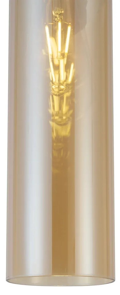 Хотелски шик висяща лампа тъмен бронз с кехлибарено стъкло - Stavelot