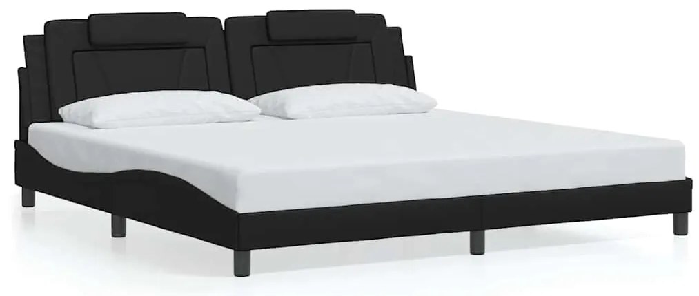 3208117 vidaXL Рамка за легло Viana без матрак, черна, 200x200 см, изкуствена кожа