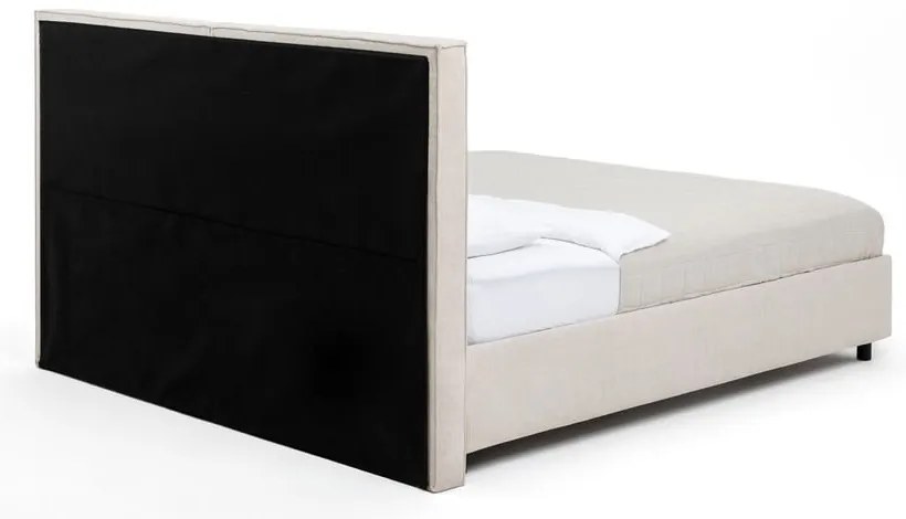 Бежово тапицирано двойно легло с място за съхранение и включена подматрачна рамка 160x200 cm Myra Bold – Bonami Selection