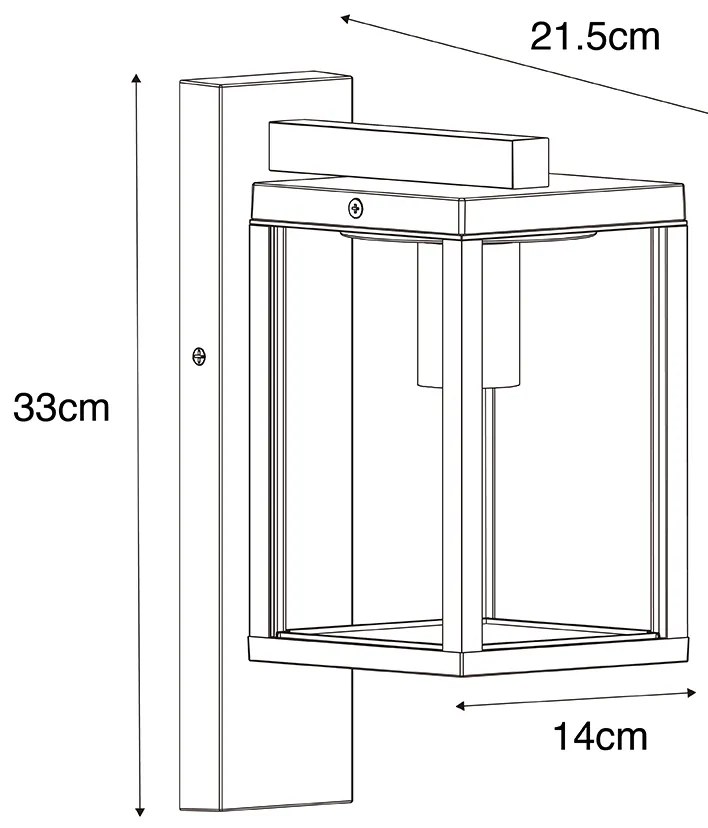 Умен външен стенен фенер черен с оребрено стъкло, включващ WiFi A60 - Charlois