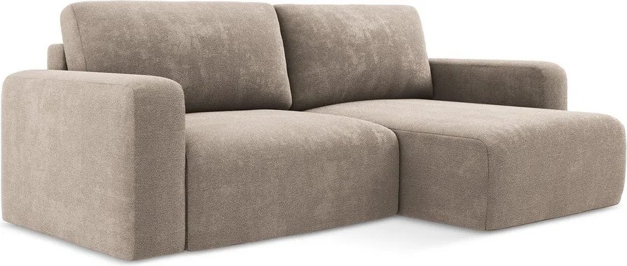 Бежов шенилов сгъваем/с място за съхранение ъглов диван (десен ъгъл) Kona – Makamii