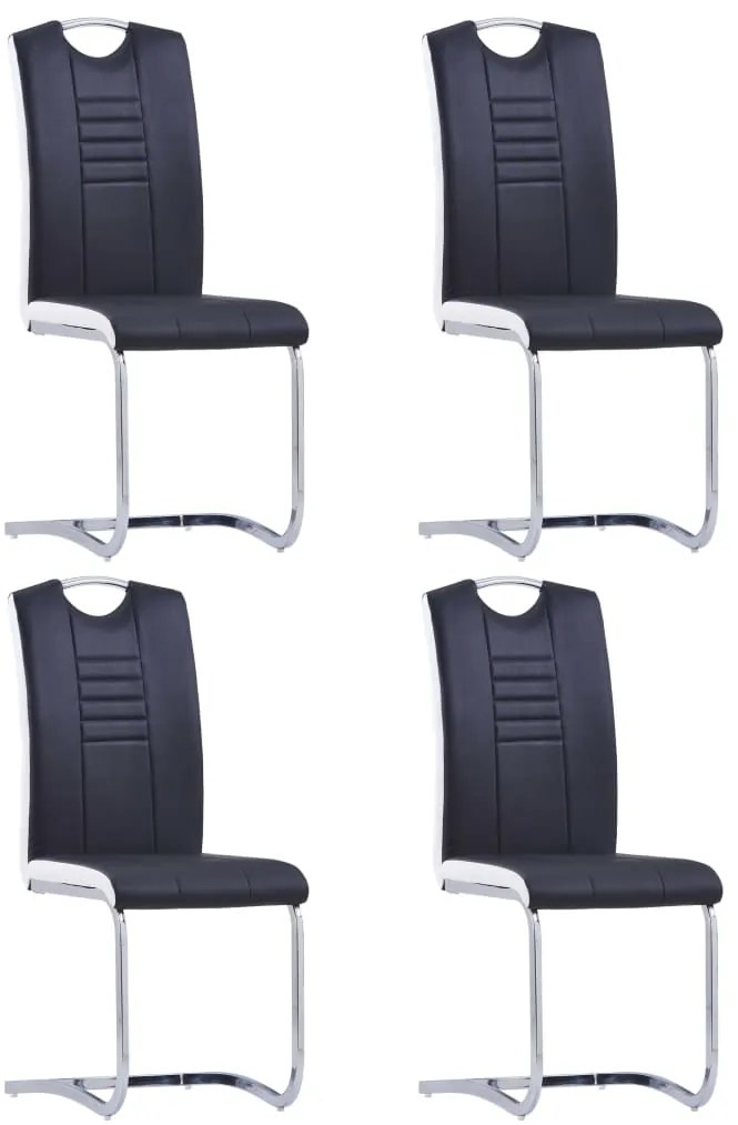 281772 vidaXL Конзолни трапезни столове, 4 бр, черни, изкуствена кожа