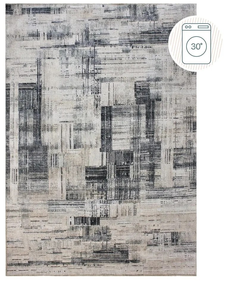 Сив килим подходящ за пране 115x170 cm Silas Abstract – Flair Rugs