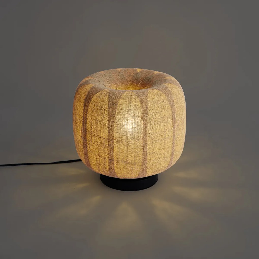 Смарт настолна лампа черна с бежов ленен абажур 28 см, вкл. Wifi A60 - Nami