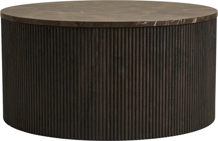 Тъмнокафява кръгла масичка за кафе с плот от имитация на мрамор ø 80 cm Rota – House Nordic