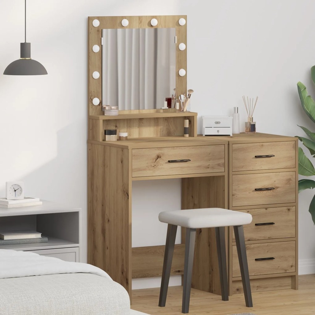 Sonata H Тоалетна маса с LED светлина Артисан дъб 79x41x135 см