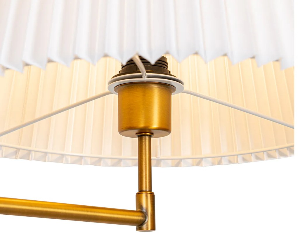 Подова лампа бронз с бяла плисирана абажур и регулируема ръка - Ladas Deluxe