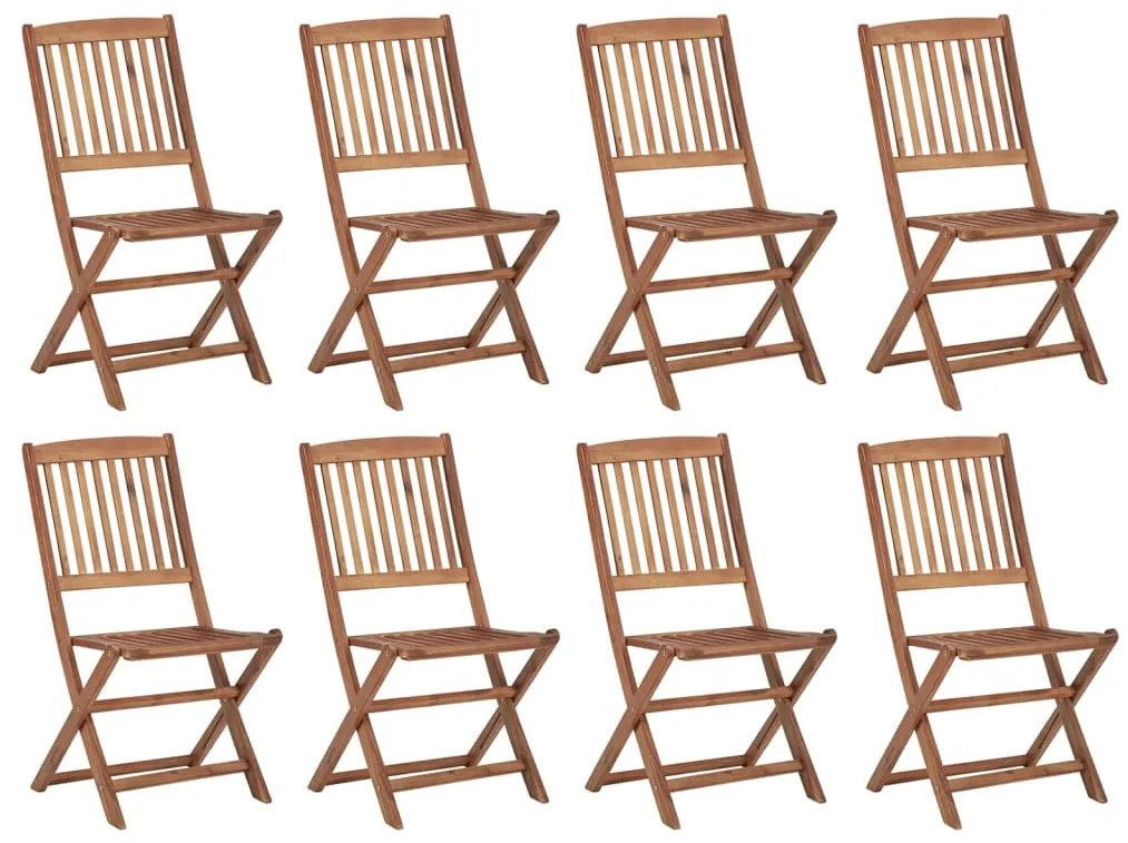 3075136 vidaXL Сгъваеми градински столове с възглавници 8 бр акация масив