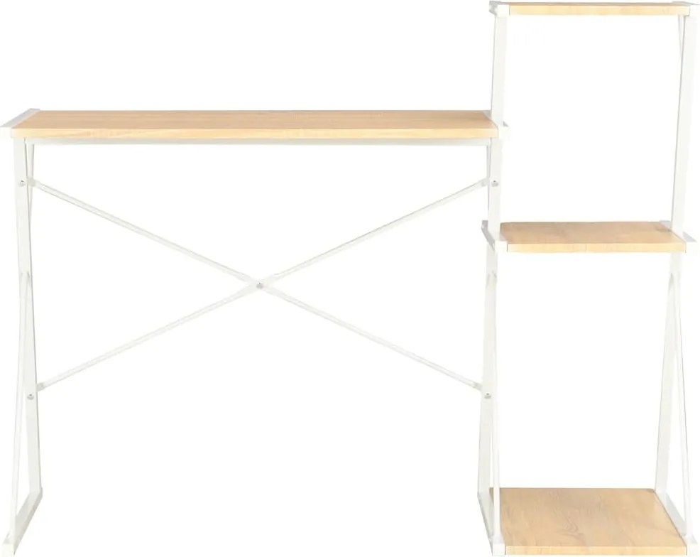 20291 vidaXL Бюро с рафт, бяло и дъб, 116x50x93 см