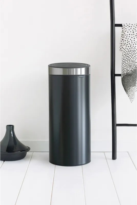 Кош за боклук Brabantia Touch Bin New 650009, 30 л, Безшумно и плавно затваряне, Черен/инокс