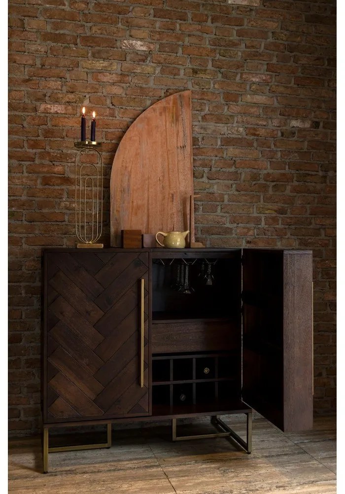 Шкаф за вино от екзотично дърво за 24 бутилки, 100x100 cm Class - Dutchbone