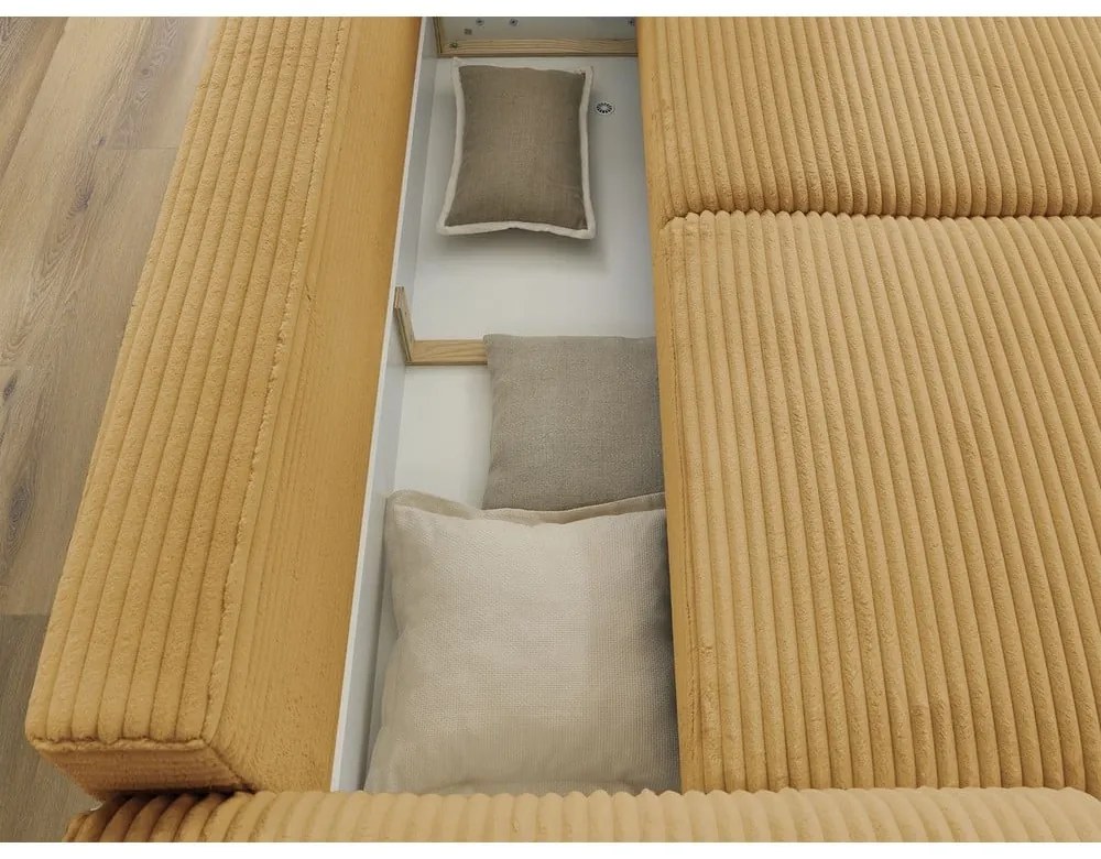 Разтегателен диван от рипсено кадифе в цвят горчица 257 cm Lucien – Bobochic Paris