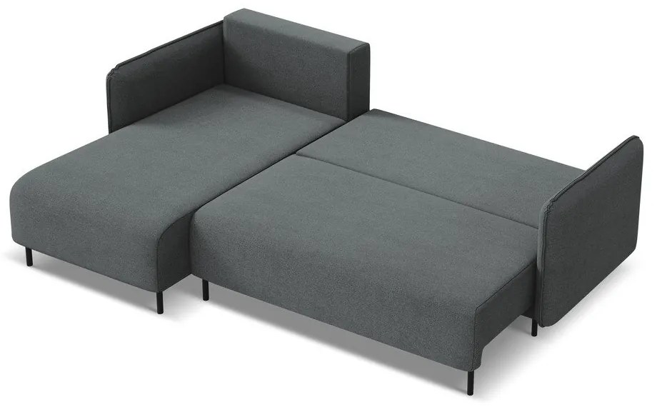 Тъмносив разтегателен ъглов диван с място за съхранение (ляв ъгъл) Luana – Makamii