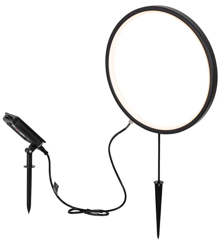 Шпикова лампа черна 60 см с презареждаема LED и слънчева IP65 - Adalind