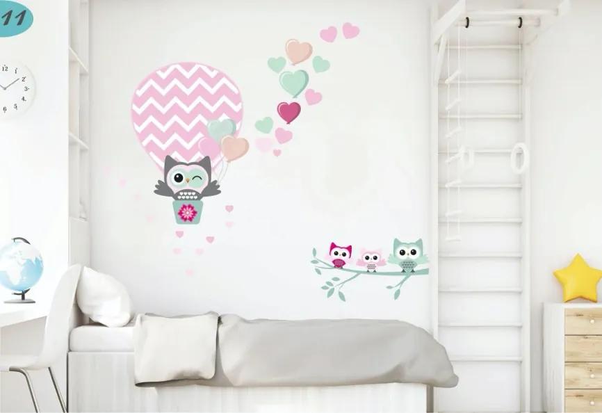 Декоративен стикер за стена в пастелни цветове Влюбена сова 150 x 300 cm