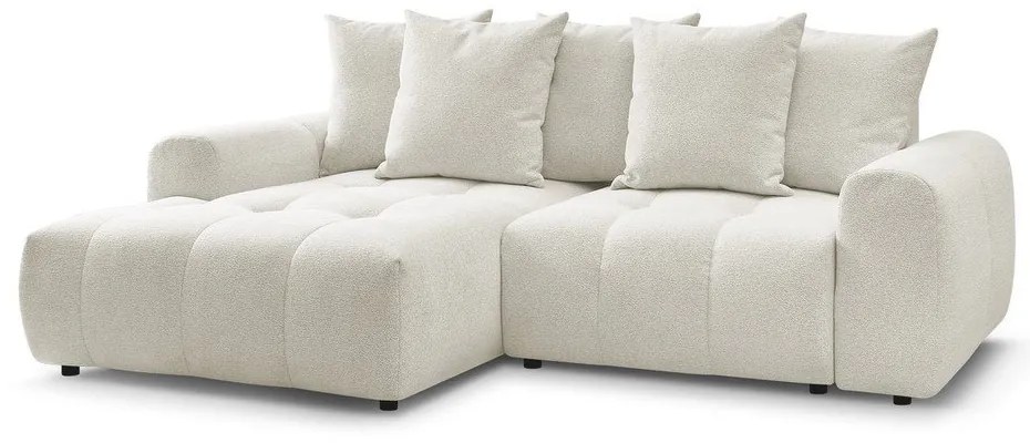 Бял шенилов сгъваем/с място за съхранение ъглов диван (ляв ъгъл) Roxelane – Bobochic Paris